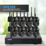 ESCAM WNK618 300万画素 8チャンネル ワイヤレスドームカメラ HD NVR セキュリティシステム、動体検知＆双方向音声＆フルカラーナイトビジョン＆TFカード対応、EUプラグ、WNK618