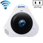 ESCAM Q8 960P 360度 魚眼レンズ 1.3MP WiFi IPカメラ、動体検知／ナイトビジョン対応、赤外線距離：5-10m、AUプラグ、Q8 USプラグ、Q8 AUプラグ、Q8 EUプラグ、Q8 UKプラグ