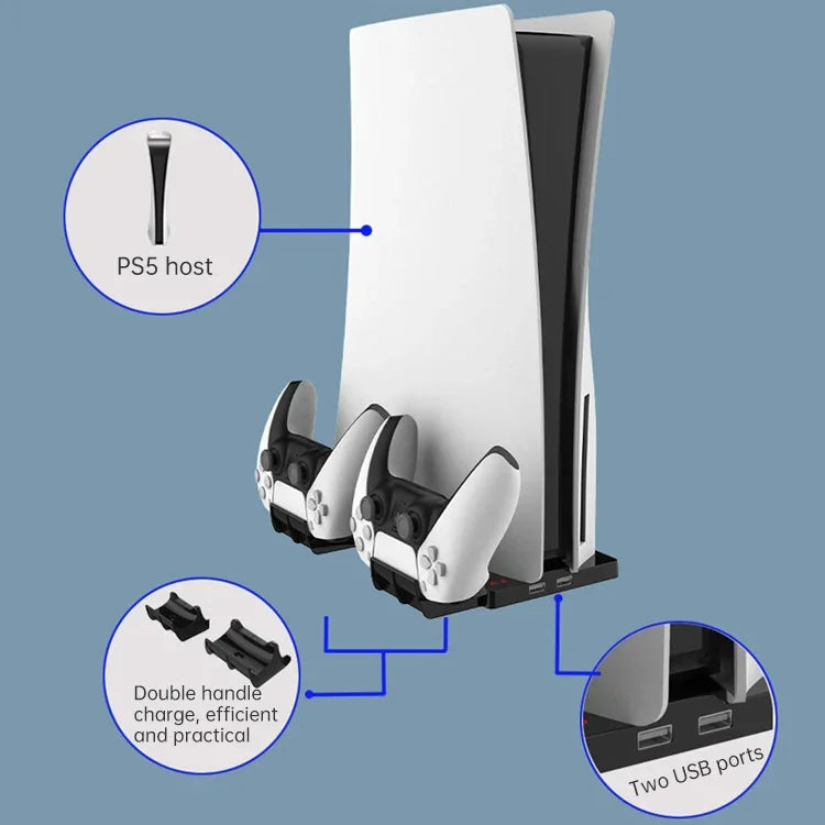 iplay HBP-269 PS5用 デュアル/UHD充電スタンド 縦置きベースホルダー ハンドル付き充電器、iPega HBP-269