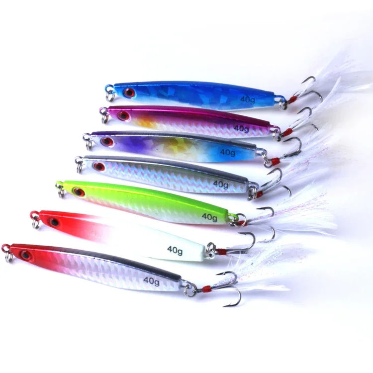 HENGJIA 7個セット メタルルアー 鉄製釣りルアーベイト、8cm/40g