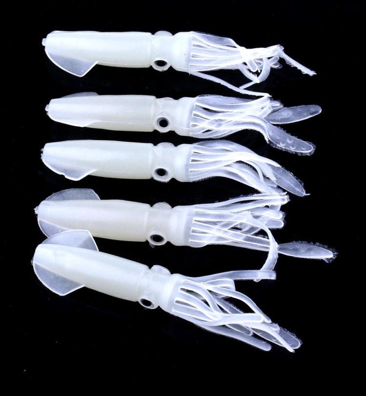 HENGJIA 5個セット イカ型プラスチックソフトベイト 人工釣りルアー バイオニック釣りベイト、長さ：9cm、発光、カラフルパイプ