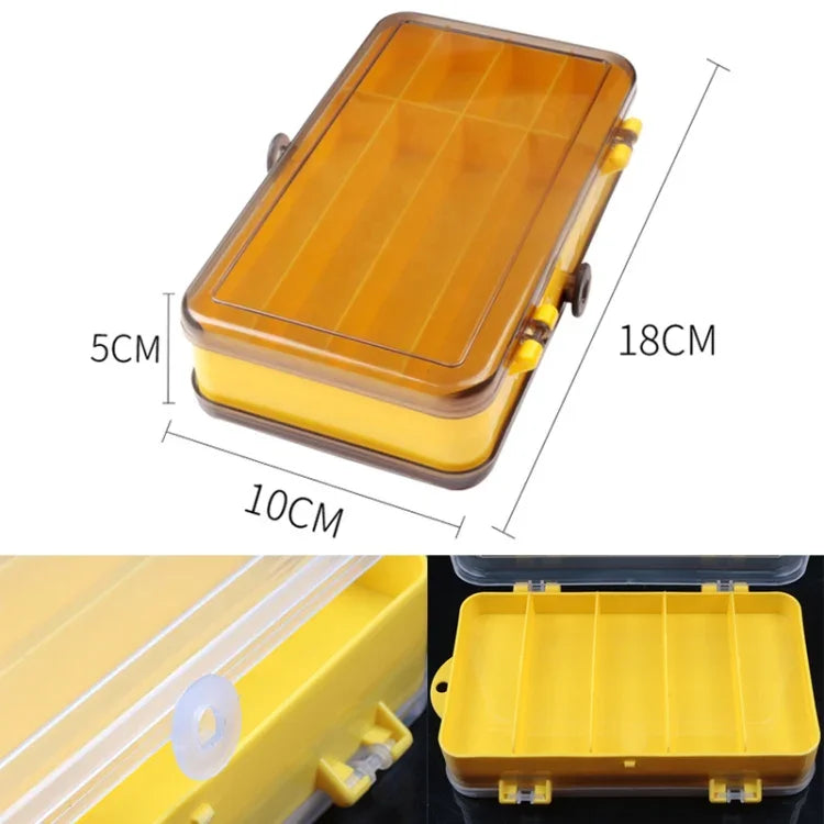 ポータブルアウトドアルアーボックス 透明プラスチック両面収納ボックス、サイズ：18 x 10 x 5cm