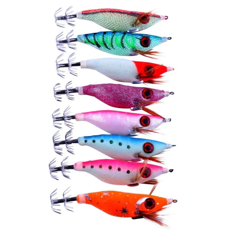 HENGJIA HENG JIA SJ011 8イン1 10cm 夜光プラスチックハードベイト イカ釣りルアーセット 釣り道具ベイト、ランダムカラー配送