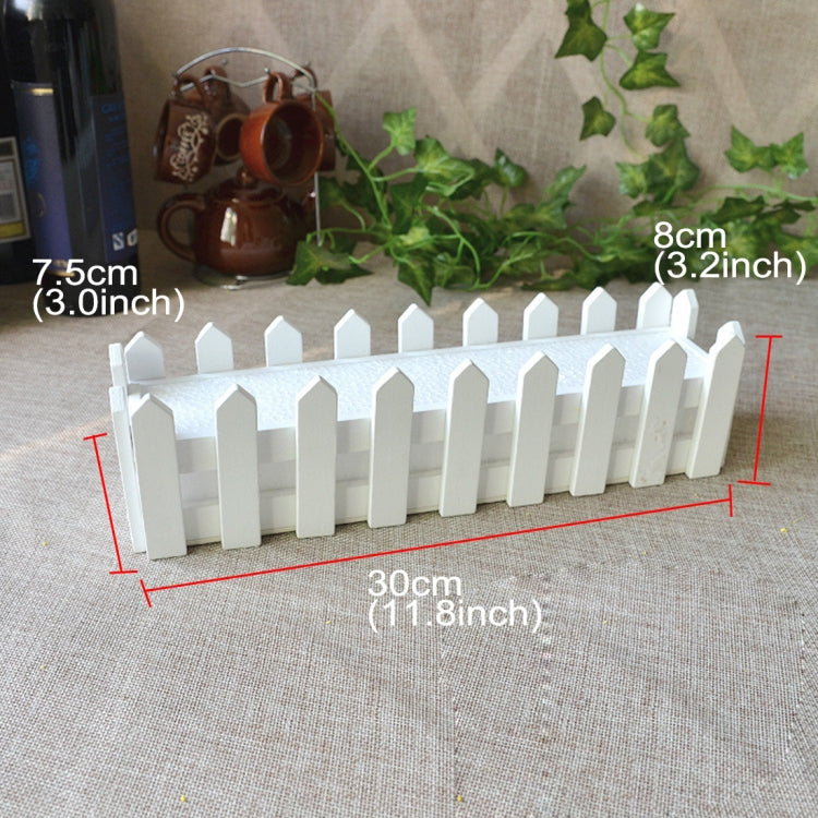木製フラワープランター フェンス収納ホルダーポット、サイズ：30cm x 7.5cm x 8cm、長さ：30cm