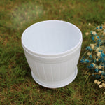 10個入り 模造木製樽 プラスチック樹脂製鉢皿付き、上部直径：9cm、高さ：6.5cm、上部直径：9cm