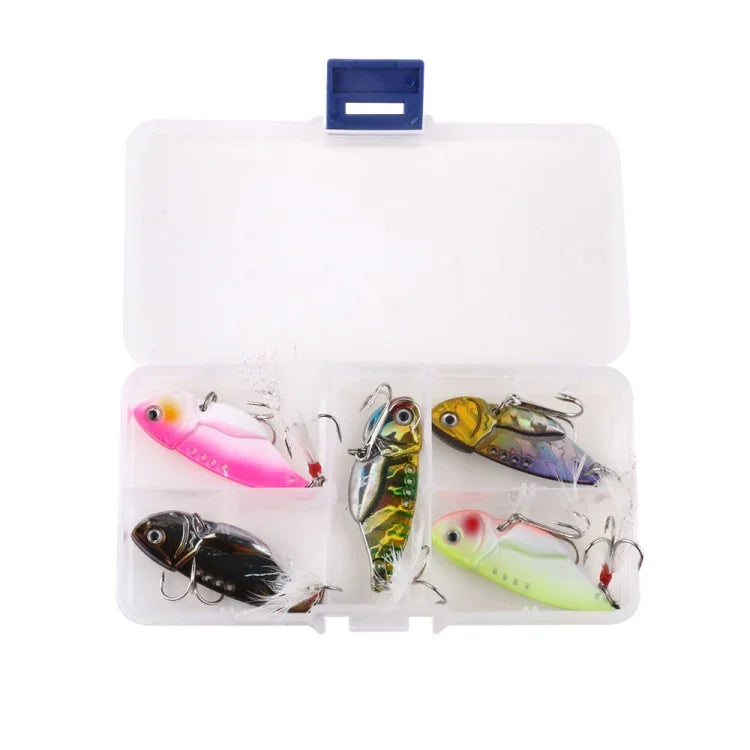 HENGJIA 5個セット 5.5cm/11g ルアーメタルVIBフィッシングルアーベイト バイオニックキット プラスチックボックス付き、Box018