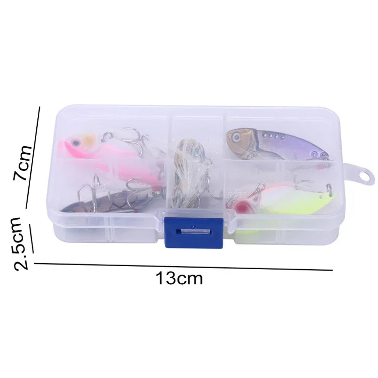 HENGJIA 5個セット 5.5cm/11g ルアーメタルVIBフィッシングルアーベイト バイオニックキット プラスチックボックス付き、Box018
