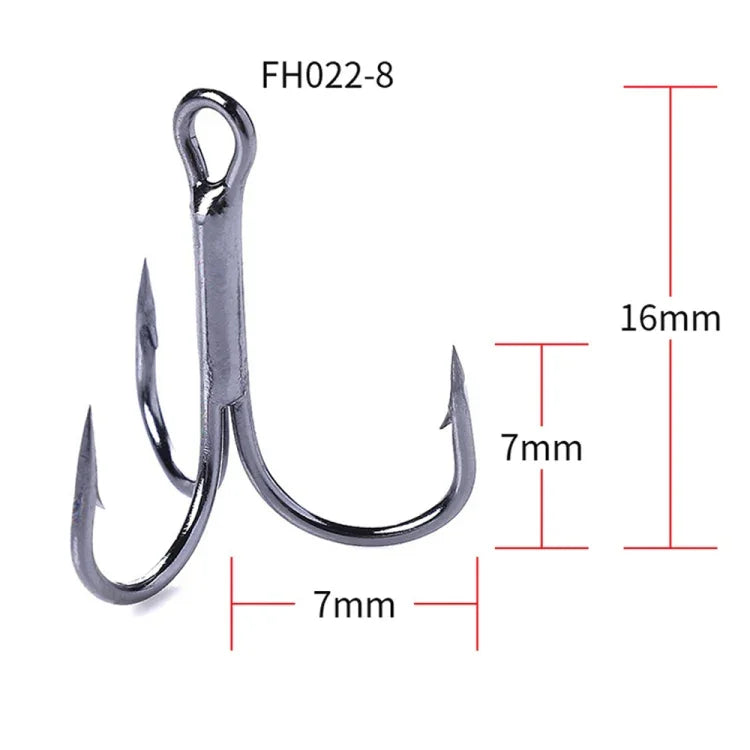HENGJIA 20個入り クラシックブラック 高炭素鋼 釣り用三つ又トレブルフック, 8# FH022