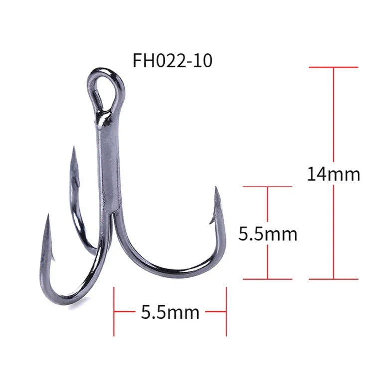 HENGJIA 20個入り クラシックブラック 高炭素鋼 釣り用三つ又トレブルフック, 10# FH022