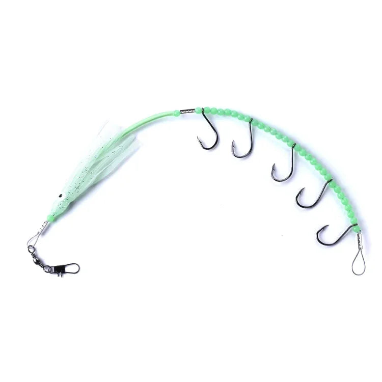 HENGJIA 32cm/7g 釣りナイフ 魚用ワイヤー 蓄光ナイトライト タコイカフック 5本フック