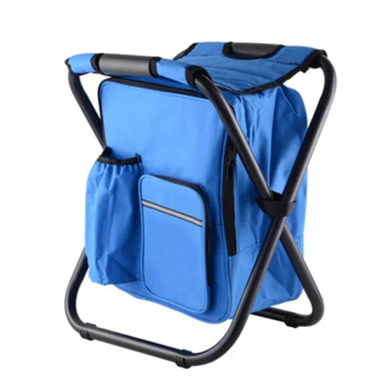 Outdoor Portable Folding Camping Chair Light Fishing Beach Chair Stainless Steel Pipe Folding Chair with Ice Bag, Stainless Steel Folding Chair(Black), Stainless Steel Folding Chair(Green), Stainless Steel Folding Chair(Blue)                           ...