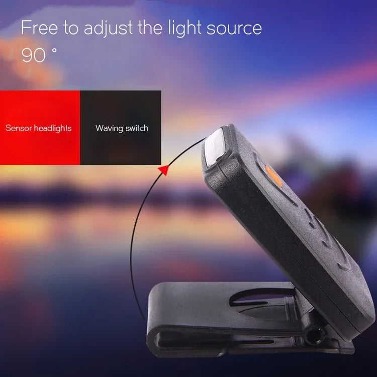 ポータブル 赤外線センサー LED 充電式 クリップ式帽子ランプ 釣り用ヘッドランプ キャンプ ハイキング用