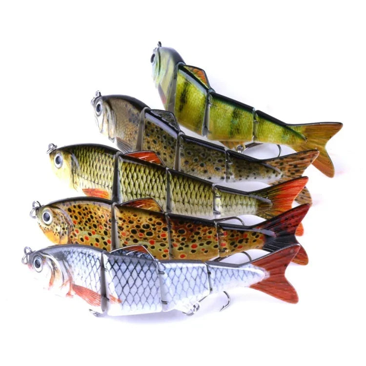 HENGJIA JM022-X 12cm 16.8g 多節プラスチックハードベイト 人工釣り餌 トレブルフック付き ランダムカラー配送 JM022-X 12cm