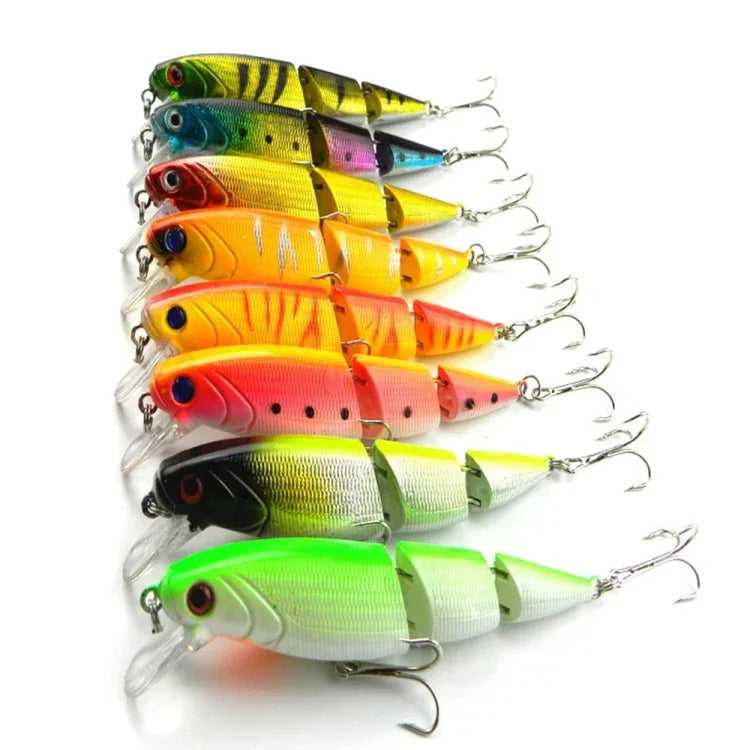 HENGJIA JM001-X 10.5cm 14g 多節プラスチックハードベイト 人工釣り餌 トレブルフック付き ランダムカラー配送 JM001-X 10.5cm