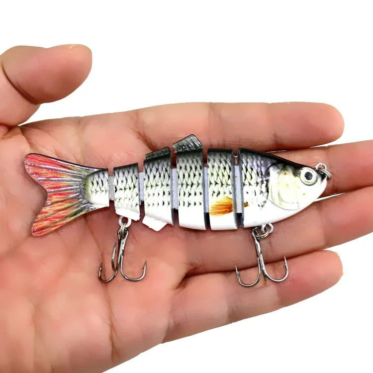 HENGJIA JM020 10cm 18g 多節プラスチックハードベイト 人工釣り餌 トレブルフック付き ランダムカラー配送 JM020 10cm