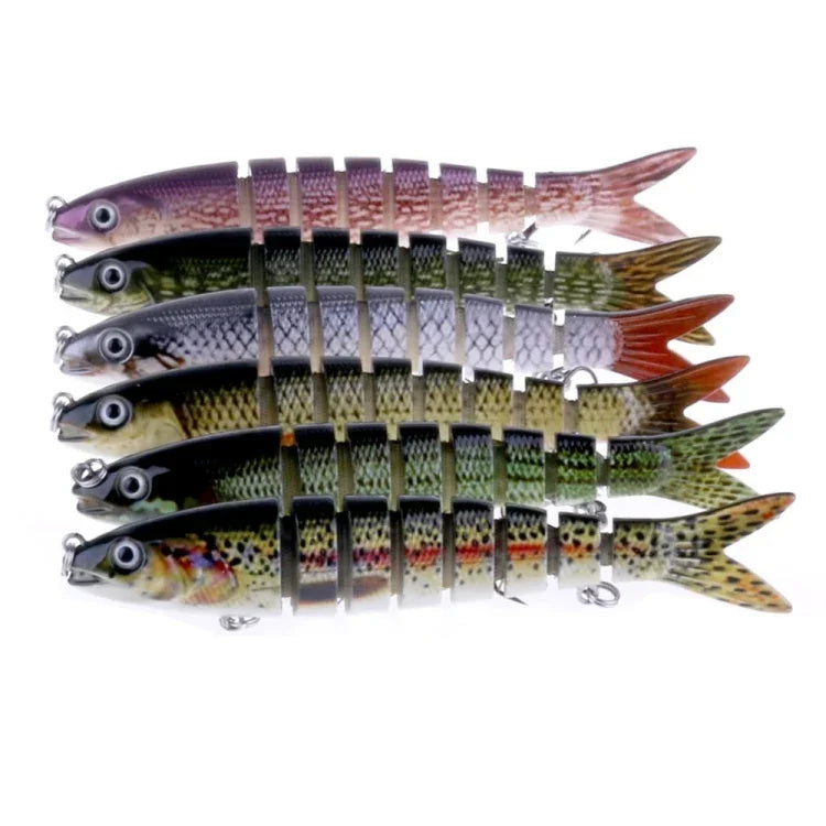 HENGJIA JM024-X 6# 13.6cm 18.7g 多節プラスチックハードベイト 人工釣り餌 トレブルフック付き ランダムカラー配送 JM024-X 6# 13.6cm