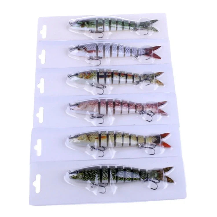 HENGJIA JM024-X 6# 13.6cm 18.7g 多節プラスチックハードベイト 人工釣り餌 トレブルフック付き ランダムカラー配送 JM024-X 6# 13.6cm