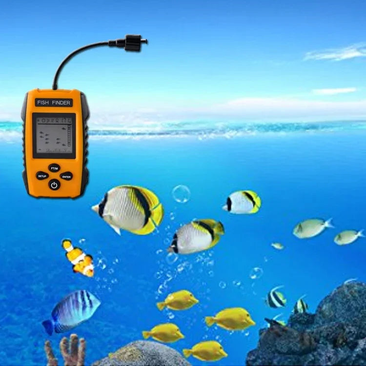 ポータブル有線魚群探知機 ソナーセンサー トランスデューサーとLCDディスプレイ付き, 魚群探知機