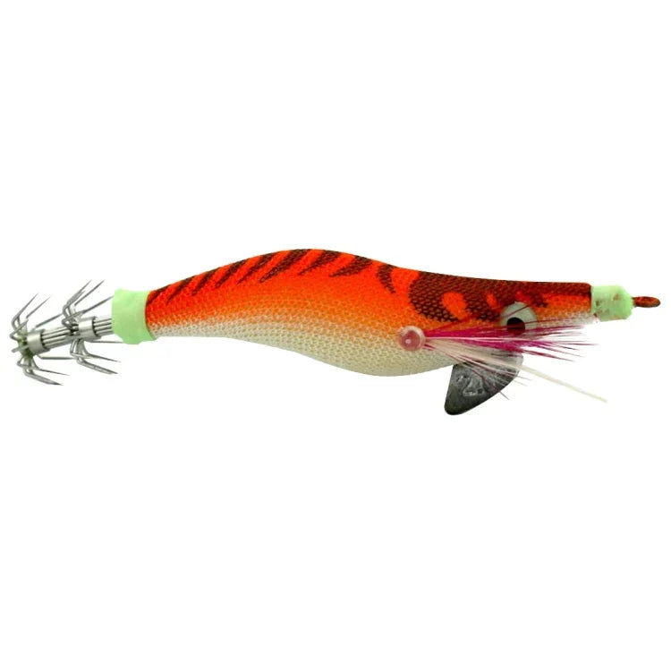HENGJIA 8cm プラスチックハードベイト イカ釣りルアー デコイ 木製エビベイト, 1# (マゼンタ+ダークレッド), 2# (オレンジ+イエロー), 3# (イエロー), 5# (マゼンタ), 6# (オレンジ)