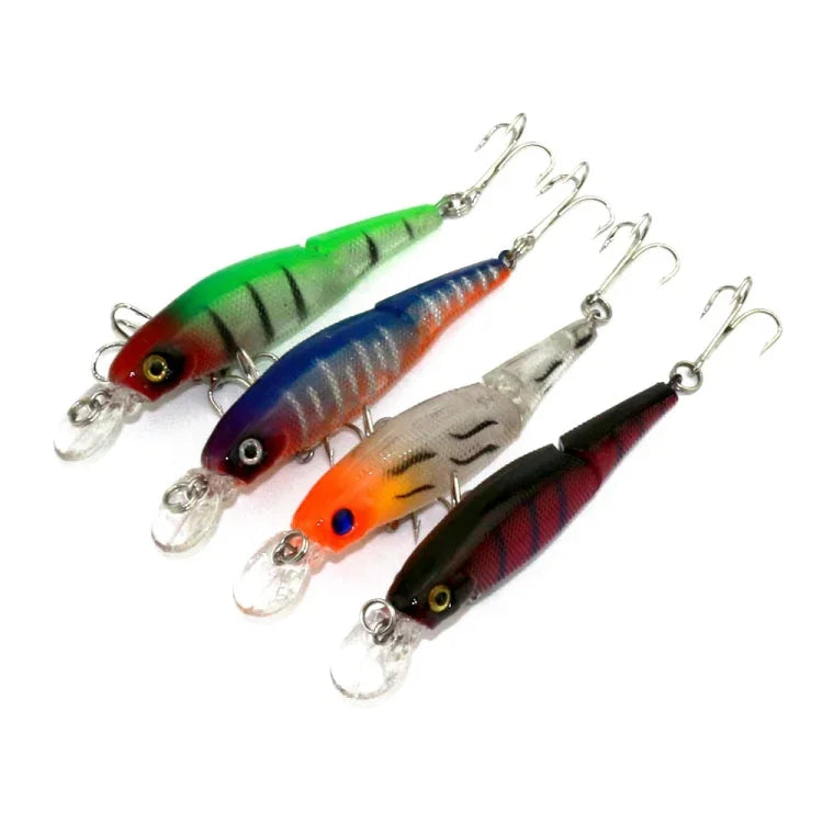 HENGJIA JM010-X 6# 8.8cm 7.4g 2セクション プラスチックハードベイト 人工釣りルアー トレブルフック付き, ランダムカラー配送, JM010-X 6# 8.8cm