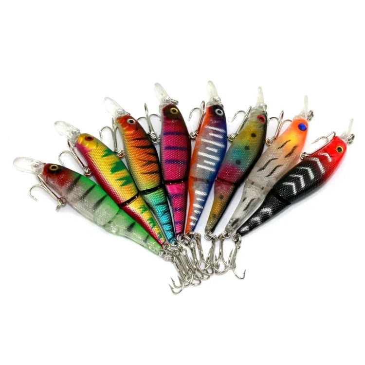 HENGJIA JM010-X 6# 8.8cm 7.4g 2セクション プラスチックハードベイト 人工釣りルアー トレブルフック付き, ランダムカラー配送, JM010-X 6# 8.8cm