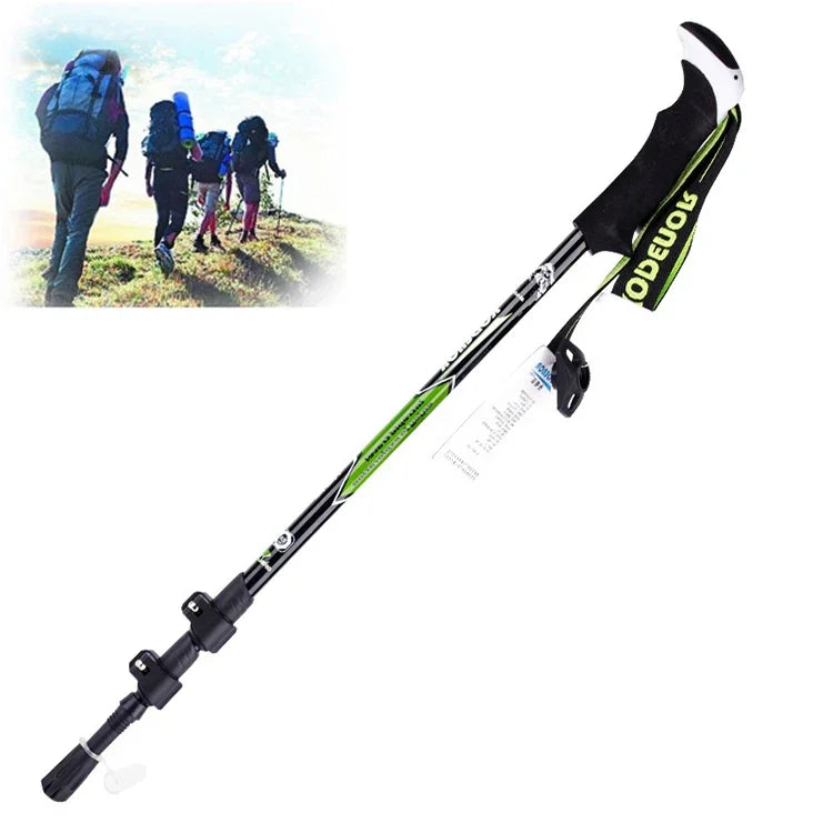 KODENOR アウトドア登山用ポータブル折りたたみカーボンファイバー直柄アルペンスティック トレッキングポール 長さ: 63-135CM 長さ: 63-135CM（ブラック＋グリーン） 長さ: 63-135CM（ブラックブルー） 長さ: 63-135CM（ブラックイエロー）