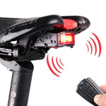 IP65防水 USB充電式 スマートCOB LED アラーム自転車リアライト テールライト リモコン付き、制御距離：1-100m、IP65防水テールライト