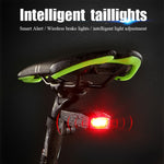 IP65防水 USB充電式 スマートCOB LED アラーム自転車リアライト テールライト リモコン付き、制御距離：1-100m、IP65防水テールライト