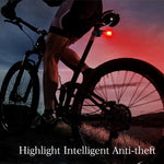 IP65防水 USB充電式 スマートCOB LED アラーム自転車リアライト テールライト リモコン付き、制御距離：1-100m、IP65防水テールライト