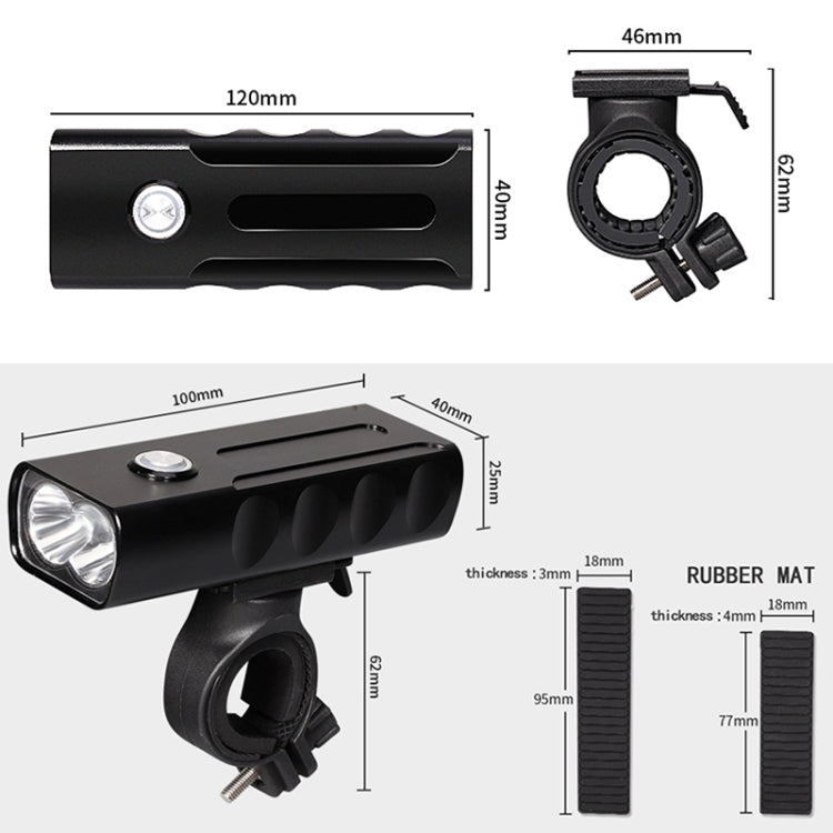 BX2 USB充電式 自転車ライト フロントハンドルバーLEDライト（3時間、L2ランプビーズ）、3時間、L2ランプビーズ