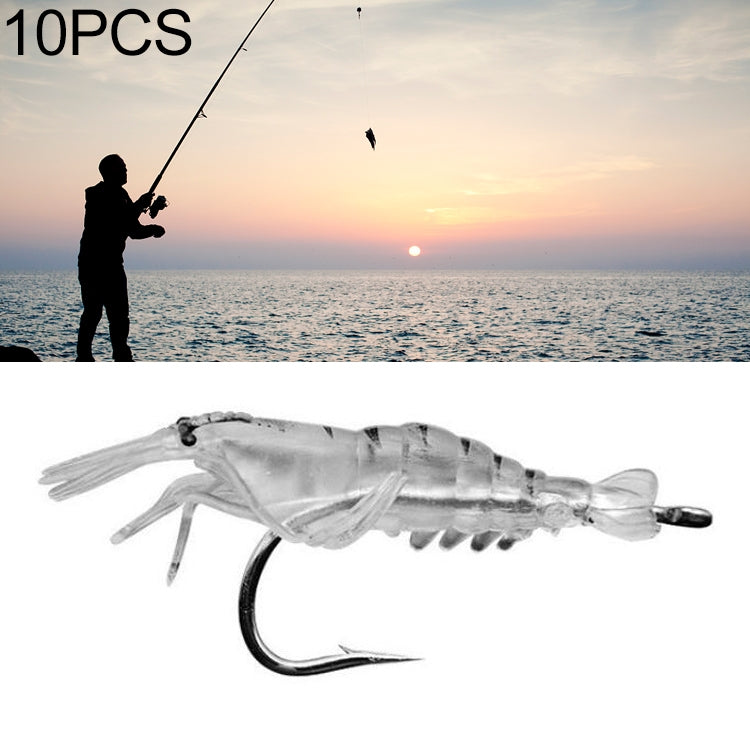 10個セット 4cm 釣り用ソフト人工エビベイトルアー ポッパー フック付き 透明エビ フック付き 人工エビ フック付き 蓄光エビ フック付き ピンクエビ フック付き グリーンエビ フック付き