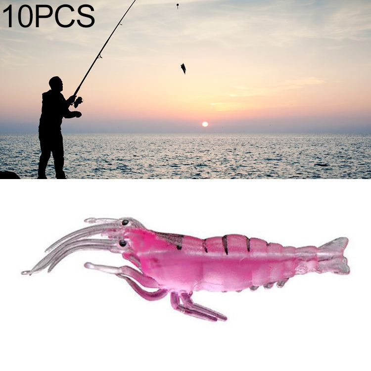 10個セット 4cm 釣り用ソフトベイトルアー ポッパー 人工エビ 蓄光エビ ピンクエビ グリーンエビ 透明エビ