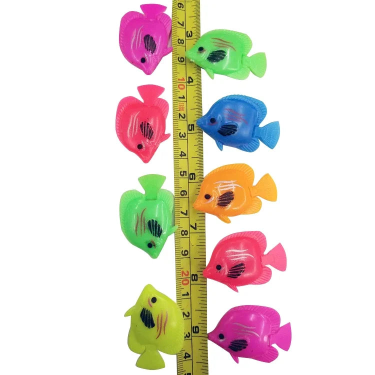 10個セット 水族館用品装飾 プラスチック浮遊偽物魚、サイズ：5*3cm、水族館偽物魚装飾