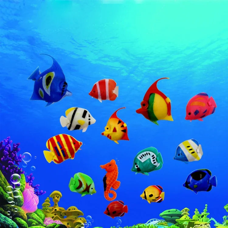10個セット 水族館用品装飾 プラスチック浮遊偽物魚、サイズ：5*3cm、水族館偽物魚装飾