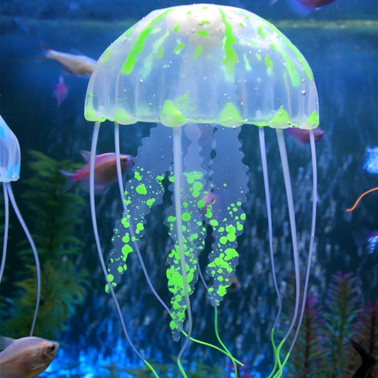 水族館用品装飾 シリコーン製シミュレーション蛍光吸盤クラゲ、サイズ：5*17cm、5cm