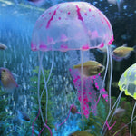 水族館用品装飾 シリコーン製シミュレーション蛍光吸盤クラゲ、サイズ：5*17cm、5cm