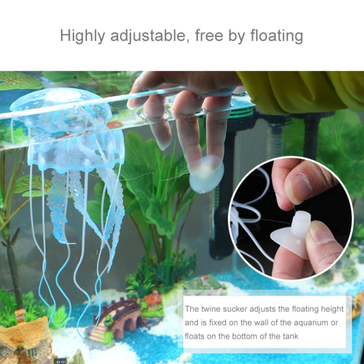 水族館用品装飾 シリコーン製シミュレーション蛍光吸盤クラゲ、サイズ：5*17cm、5cm
