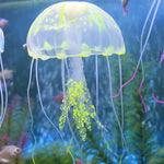 水族館用品装飾 シリコーン製シミュレーション蛍光吸盤クラゲ、サイズ：5*17cm、5cm