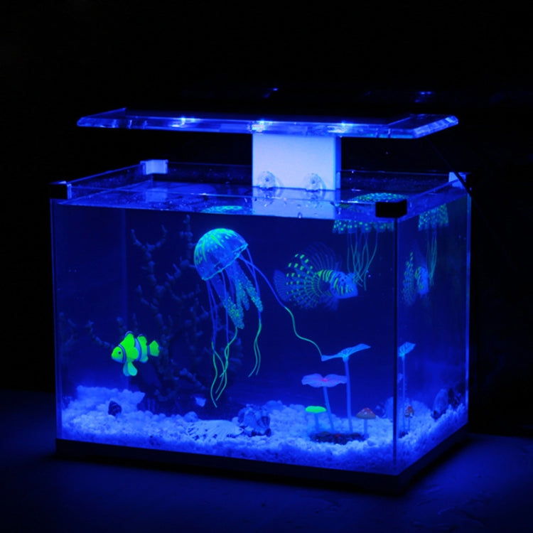 水族館用品装飾 シリコーン製シミュレーション蛍光吸盤クラゲ、サイズ：5*17cm、5cm