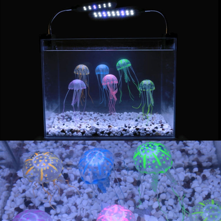 水族館用品装飾 シリコーン製シミュレーション蛍光吸盤クラゲ、サイズ：5*17cm、5cm