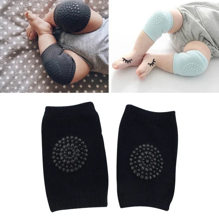 子供用滑り止め ベビー用ハイハイ・歩行用膝ガード 肘ガード 保護パッド 12*9CM（ブラック）1ペア