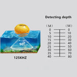 Bluetooth魚群探知機 125KHz ソナーセンサー 0.6-36m深度探知 魚探知アラーム iOS & Androidスマホ対応, 動作範囲: 0.6-36m