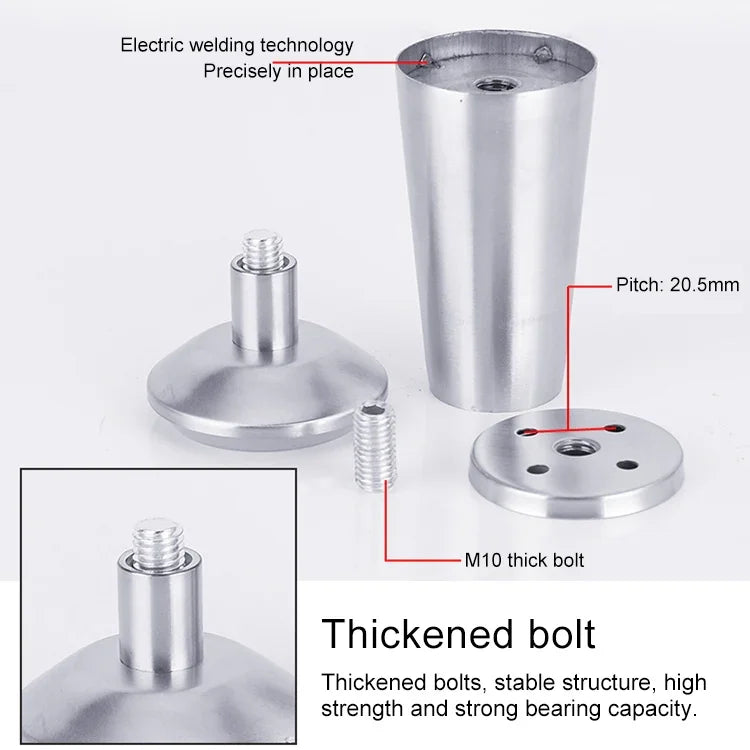 ステンレス鋼厚手調節可能フットカップタイプキャビネット足、150mm、150mm