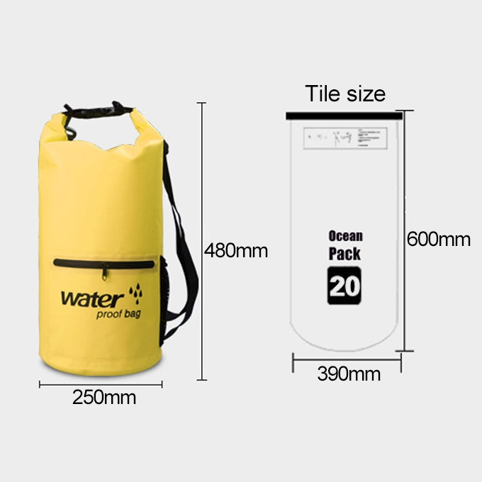 アウトドア防水ドライダブルショルダーストラップバッグ ドライサック PVCバレルバッグ 容量: 20L, 20L