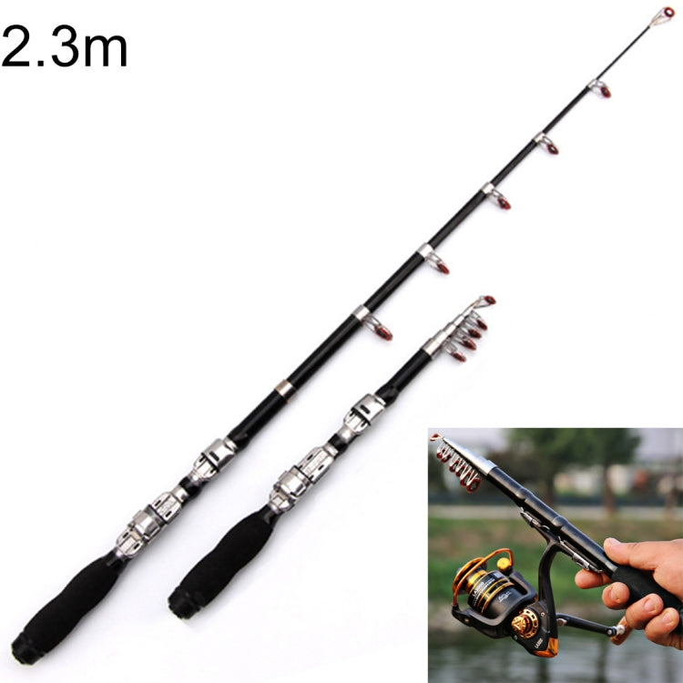 37cm ポータブル伸縮式 海釣り竿 ミニ釣り竿、伸長長さ：2.3m、2.3m