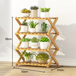 4層バルコニーリビングルーム 折りたたみ式無垢材フラワースタンド 鉢植え棚 長さ: 50cm、50cm 4層