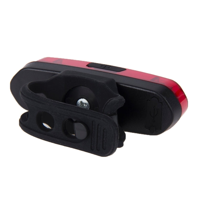 AQY-096 IPX4 着脱式 USB 充電式 二色 LED 自転車テールライト、ホワイト＆レッド、ブルー＆レッド