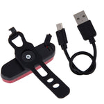 AQY-096 IPX4 着脱式 USB 充電式 二色 LED 自転車テールライト、ホワイト＆レッド、ブルー＆レッド