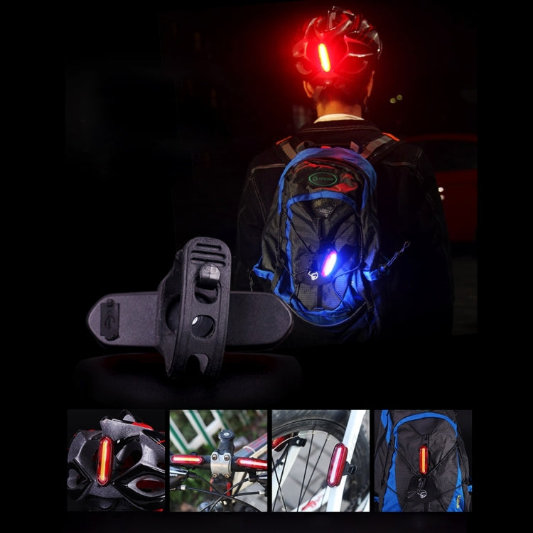 AQY-096 IPX4 着脱式 USB 充電式 二色 LED 自転車テールライト、ホワイト＆レッド、ブルー＆レッド