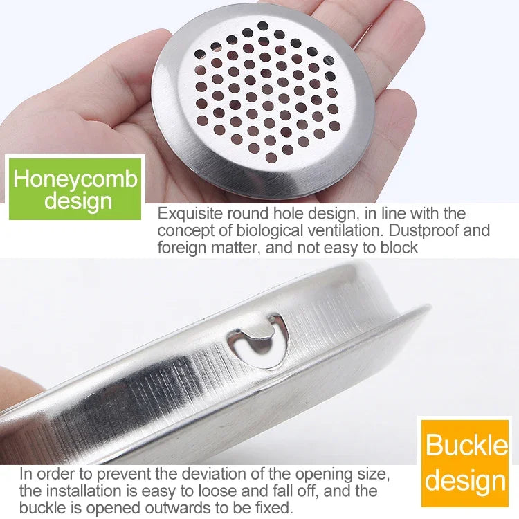 10pcs Bevel Surface 53mm Cabinet Round Air Vent Stainless Steel Louvered Grille Cover Vents with Little Holes, 53mm Bevel